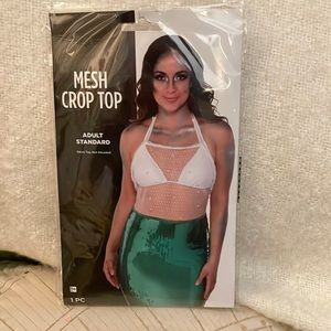 Suit Yourself Costume Co. White Mesh Lace&Pearl Crop Top.Fits up to size 12.NWT